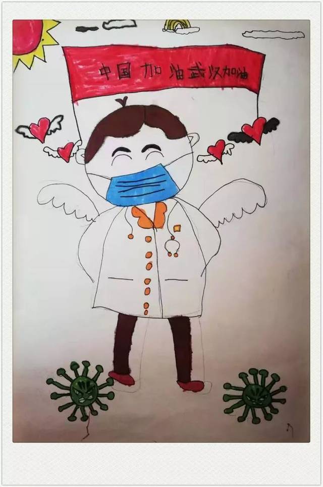 疫情英雄人物儿童绘画图片