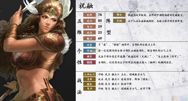 三国志14》祝融属性个性一览_kotori