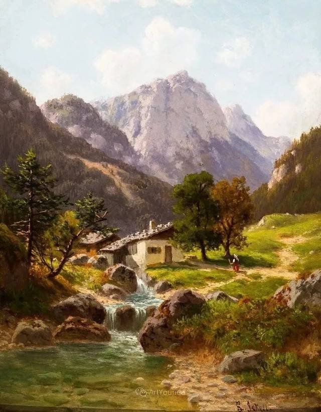 很美的风景画,德国艺术家路德维希·斯凯尔