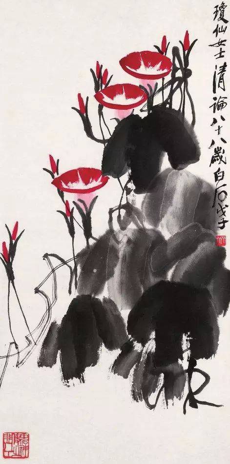 只知道齐白石的虾吗？他的牵牛花更震撼！_搜狐网