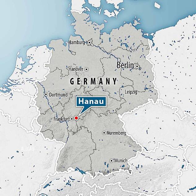 发生枪击案的德国哈瑙市,距离法兰克福大约20公里.