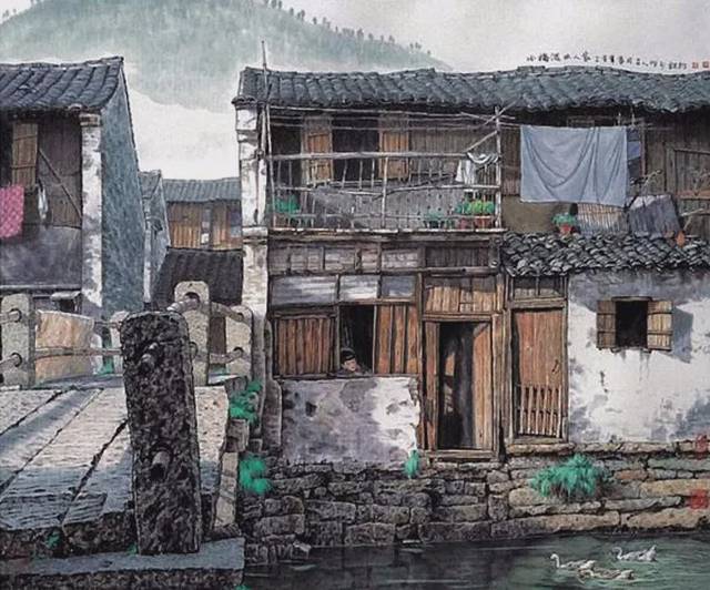 意境悠远,艺术家吕吉人的重彩江南水乡