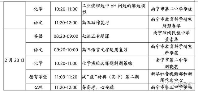 ​广西中小学“空中课堂”课表（2.24（最新发布）