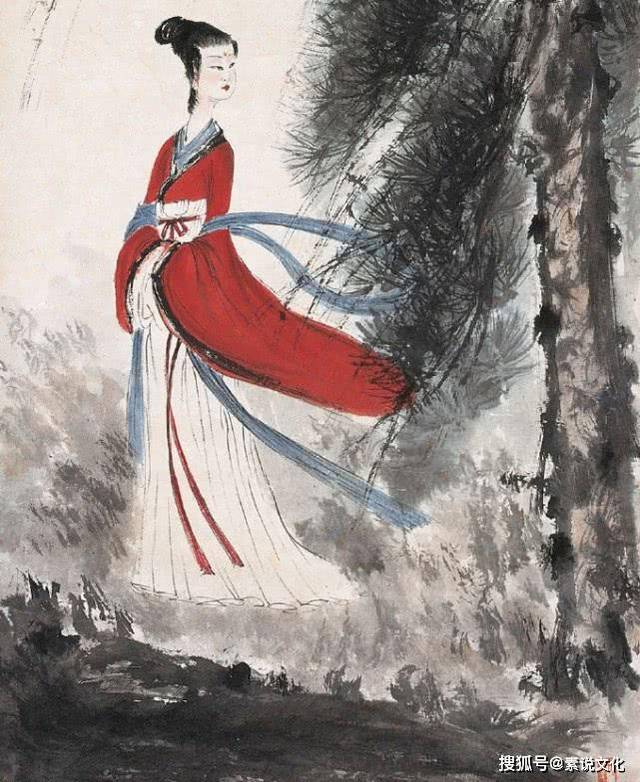 傅抱石《湘夫人》欣赏：被称为仕女画中的上品，胜过齐白石太多_搜狐网