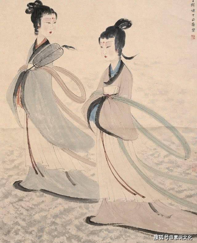 傅抱石《湘夫人》欣赏：被称为仕女画中的上品，胜过齐白石太多_搜狐网