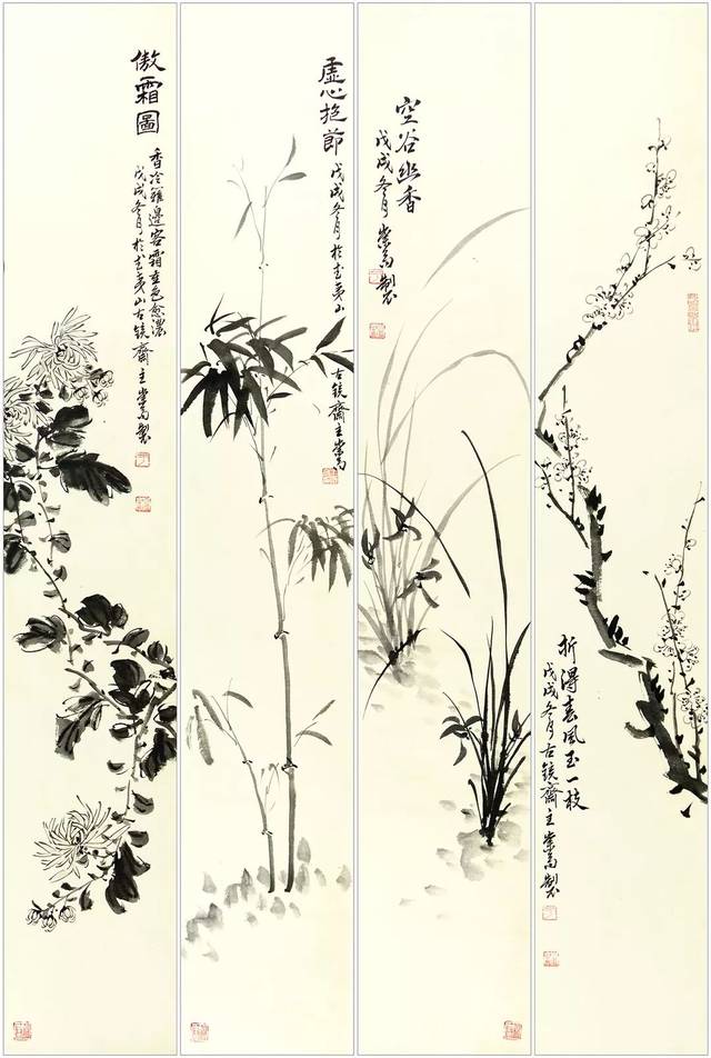 水墨梅兰竹菊100幅，格调不俗_搜狐网