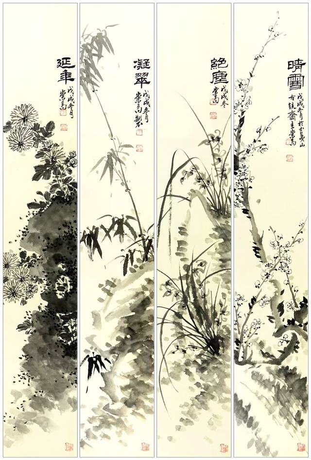 水墨梅兰竹菊100幅，格调不俗_搜狐网