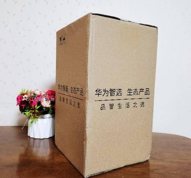 快递包装有两层,外层牛皮箱,就是告诉你这是华为智选生态产品.