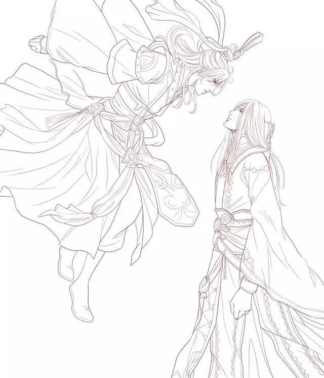 干货160张古风人物插画线稿白描图片 值得收藏的!