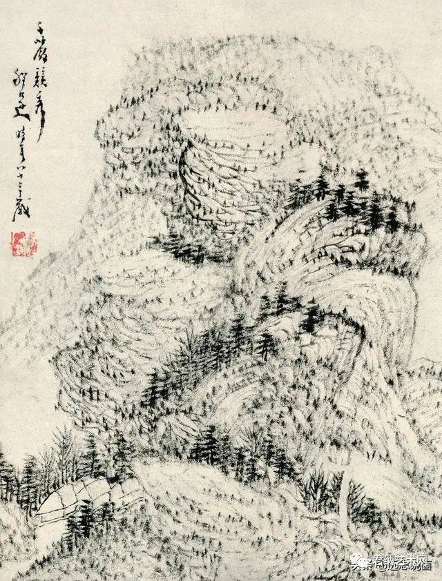 水墨画真作秀人作「水墨山水」軸装-