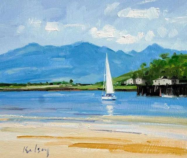 温暖和阳光明媚的海滩~英国艺术家robert kelsey油画作品欣赏