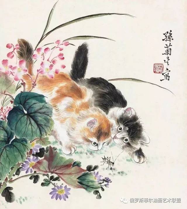 美術品　中国近代画家曹克家　猫図 名家肉筆※激安骨董品 R1730C6-3 美術品 中国近代画家曹克家 猫図 名家肉筆※激安骨董品 R1730C6-3