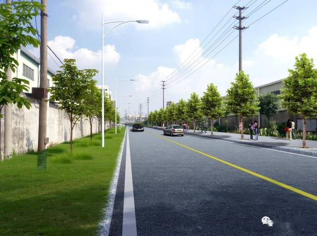 道路等级为城市次干道 行车速度设计为40千米/小时 △茶南路效果图 怡