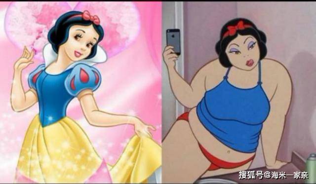 一胖毁所有,迪士尼公主变胖后,白雪公主油腻,茉莉公主不忍直视