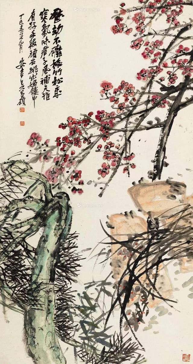 赏画 海上画派 吴昌硕《岁寒四君子》