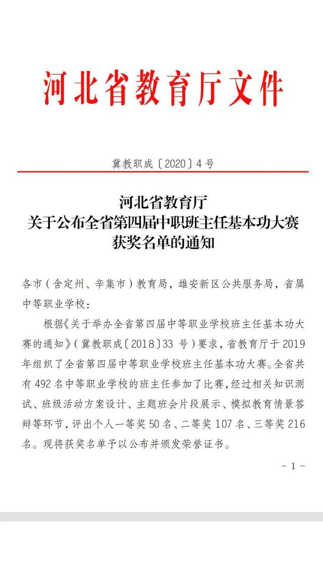 易县职教中心在河北省第四届中职班主任基本功大赛中喜获佳绩