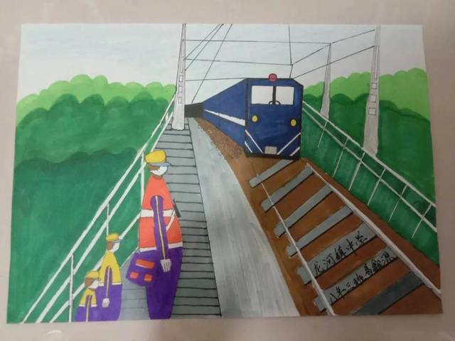 以铁路为主题的绘画图片