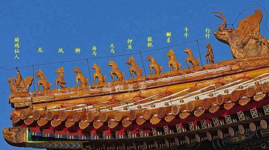 屋脊走兽是古建筑瓦作屋脊艺术构建,又称"蹲脊兽",俗称"小跑","小兽"
