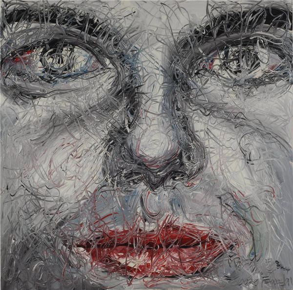 《肖像no.13 曾梵志 150×150cm 布面油画 2004年