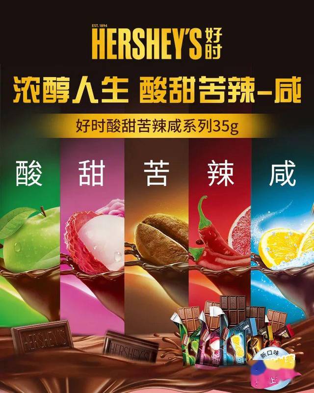 此前,在2019年初,好时针对中国市场推出了酸甜苦辣系列巧克力.