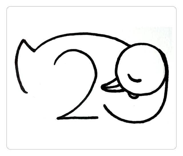 数字29画美丽的天鹅,简单有趣的数字简笔画【图文 视频教程】