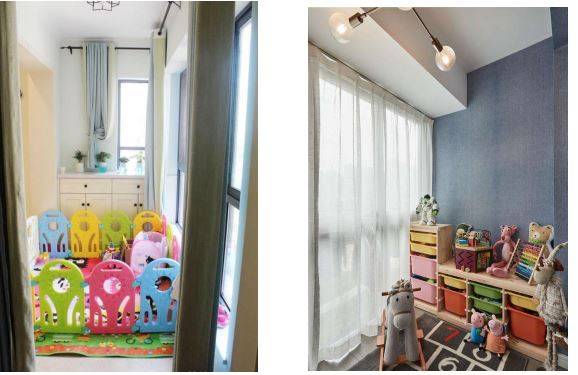 将家里的阳台改造成儿童活动区域后,领居家的娃来了都不想走!