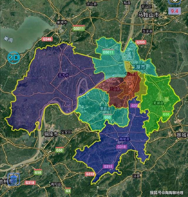 芜湖市4区3县1市，建成区面积排名，最大是芜湖县，最小是繁昌县_城区