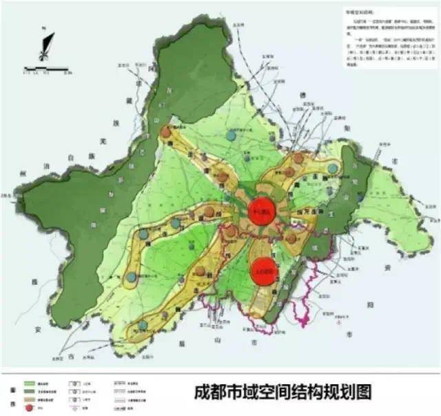 上面是2017年公佈的成都城市規劃新規劃圖.下面是以前的老規劃圖.