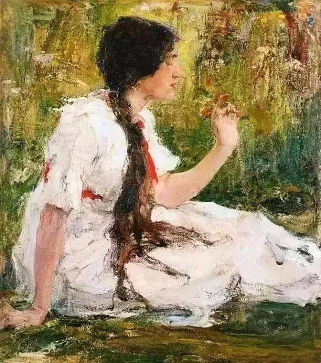 印象派　肉筆油彩画　美人画　作者不詳 印象派 肉筆油彩画 美人画 作者不詳 絵画 印象派 肉筆油彩画 美人画