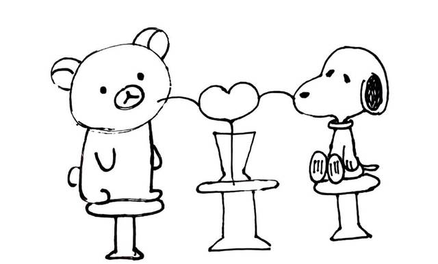 画了个简笔画~布朗熊和史努比共分享饮料(小朋友投稿更新咯)