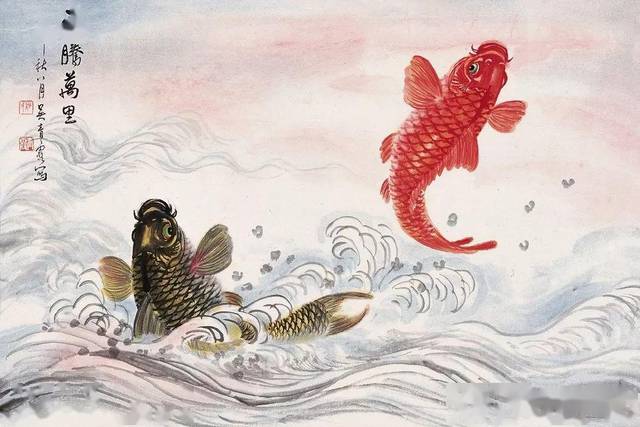 吉祥国画鲤鱼跃龙门送给朋友们