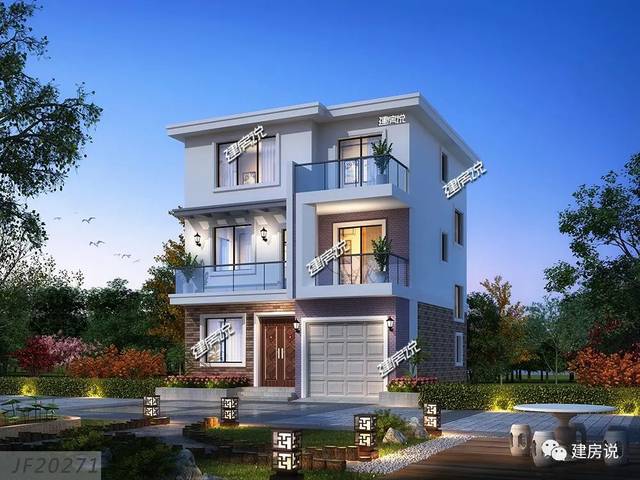 农村建房图纸:占地88平,带车库的现代风别墅,小宅基地的赶紧看过来