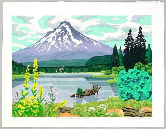 北岡文雄 版画 北岡文雄「草萌ゆる湿原」木版画 絵画買取・販売の小竹美術