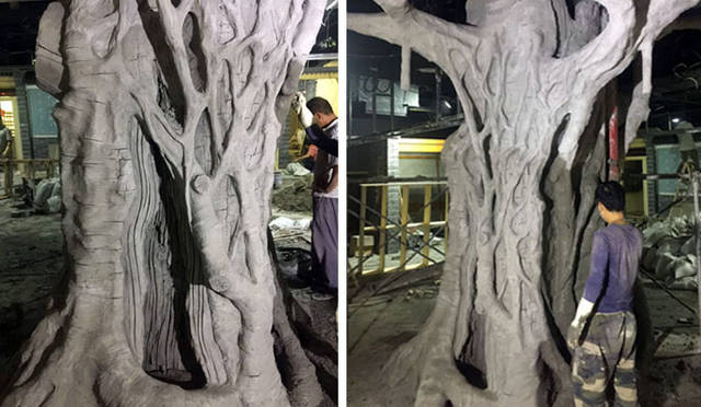 仿真古树制作方法及仿真古树制作过程