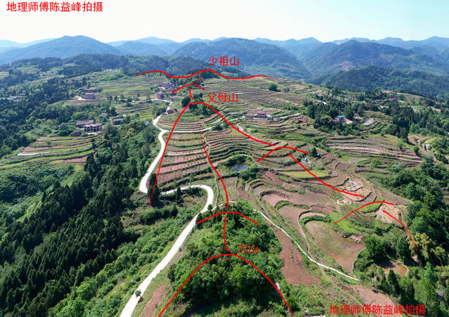 鸟瞰少祖山三台出脉