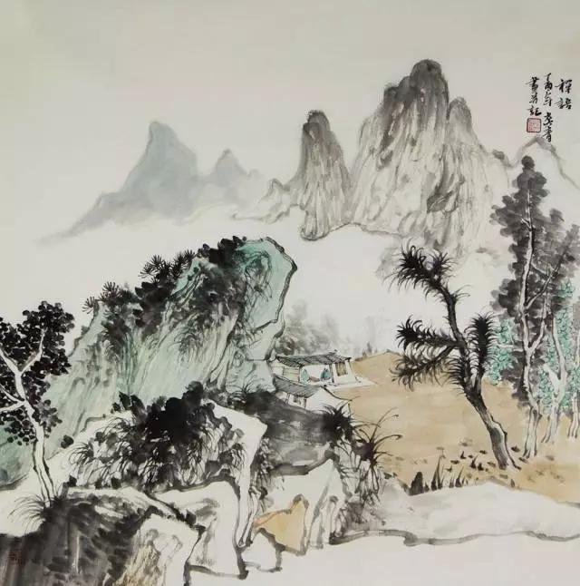 畫家路建華另一幅國畫山水作品《禪語》,以灑脫的筆墨營造出空靈稍抖