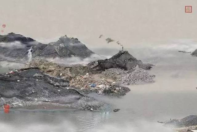 她用垃圾堆出的中国山水画,巨大反差美