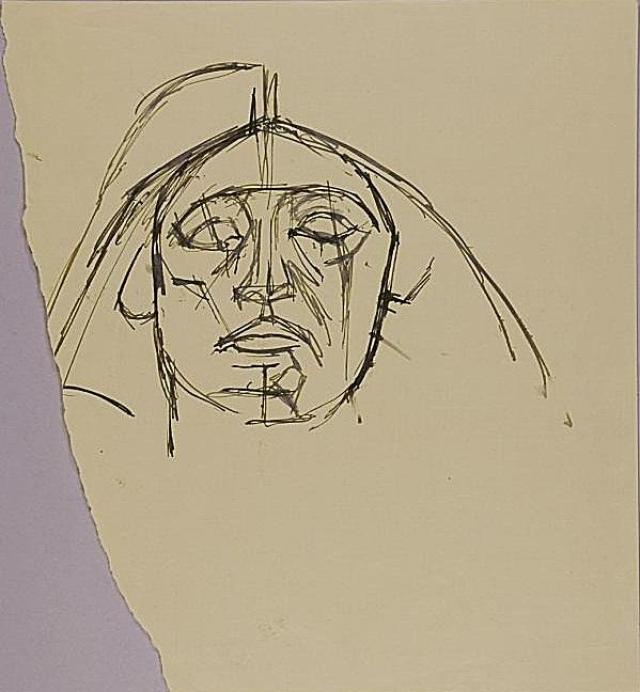 贾科梅蒂 alberto giacometti   埃及头像手稿