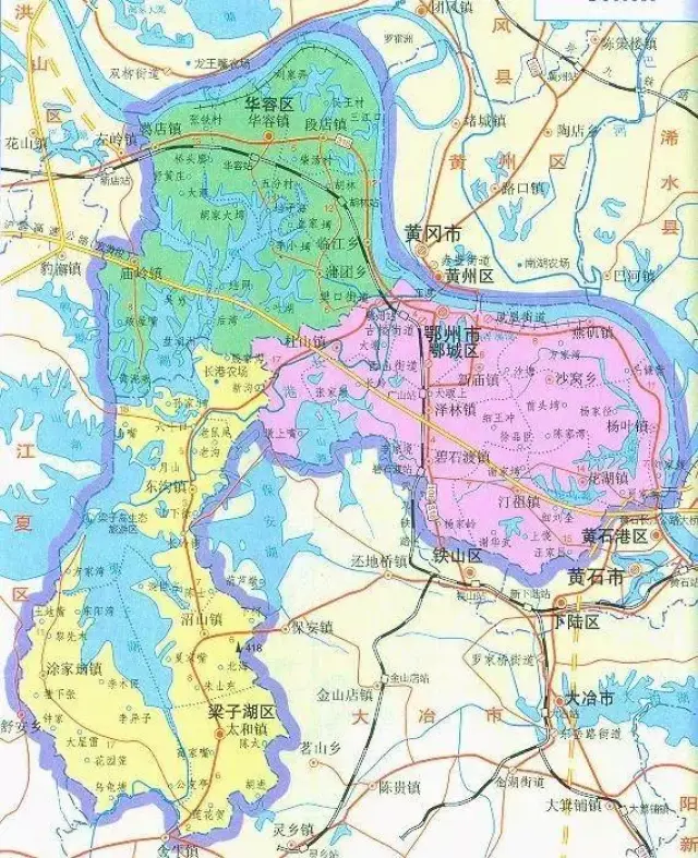 梁子湖区行政区划图图片
