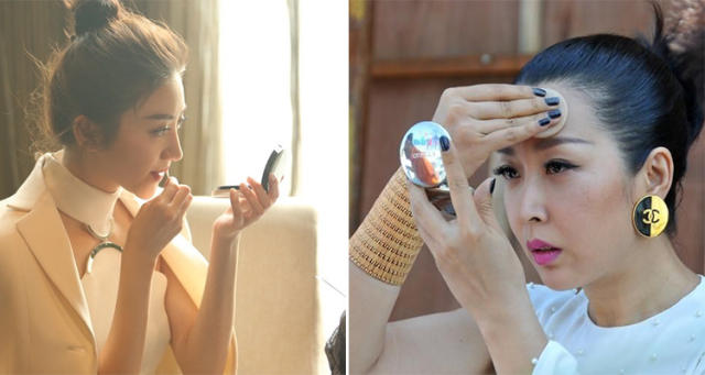 所以明星在后台都是这样的,补妆,补妆,补妆