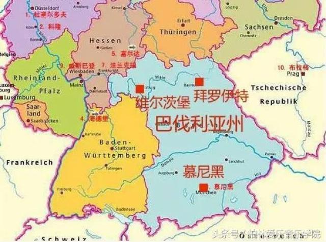 巴伐利亚州地图中文图片