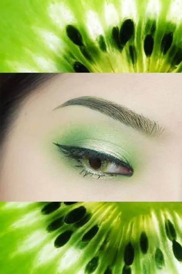 第二个是"现切猕猴桃",j 婶早就想画这种草绿色的眼妆了!