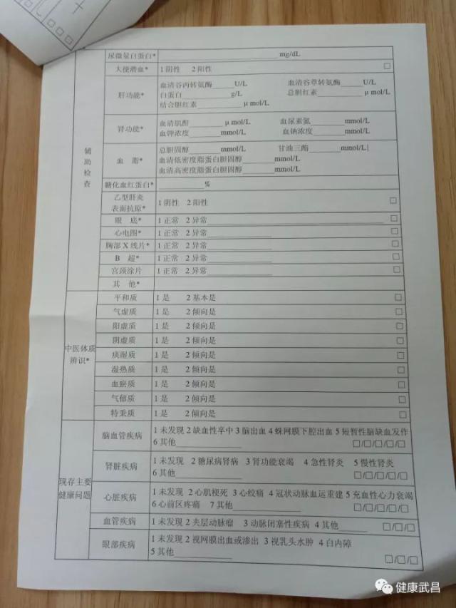 还有还有:血常规,尿常规,血糖,血脂,肝功能,肾功能,体温,血压,脉搏.