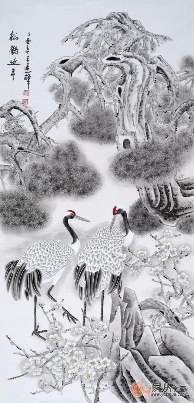 松鹤长寿图各种松鹤图,潘天寿松鹤图,松鹤图_大山谷图库