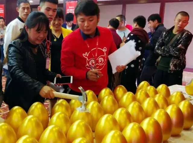 商家们齐聚一堂 订单审核处的火热场面 最后就是我们的砸金蛋抽奖