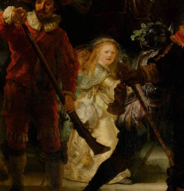 《夜巡》局部1 "高光"的少女